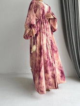 Pink Printed abaya and dress set 