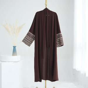 Brown keffiyah embroidery abaya 