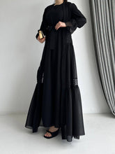 Black crotchet lace abaya and dress set 