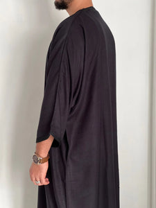 Black Linen Blend Moroccan Thobe Hijabimama