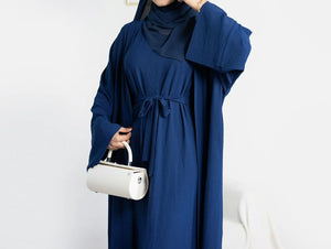 Navy Blue Leena 2 Piece Abaya Set Hijabimama