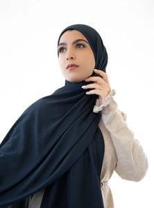 Navy Blue Ribbed Jersey Hijab Hijabimama