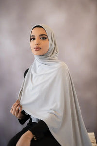Cloud Grey Ribbed Jersey Hijab Hijabimama