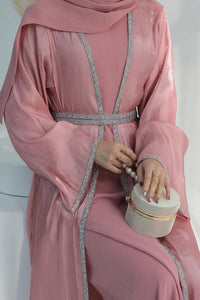 Ruhi Pink Abaya and Dress Set