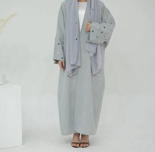 Grey Heart Abaya