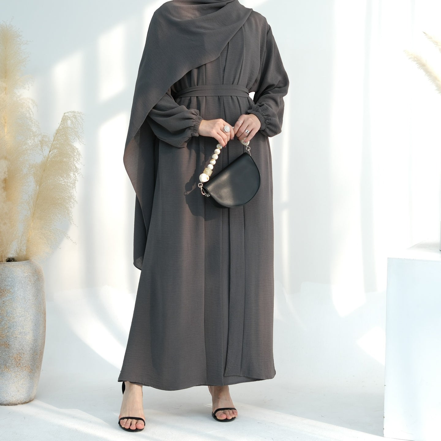 Grey Laiba 2 Piece Abaya Set