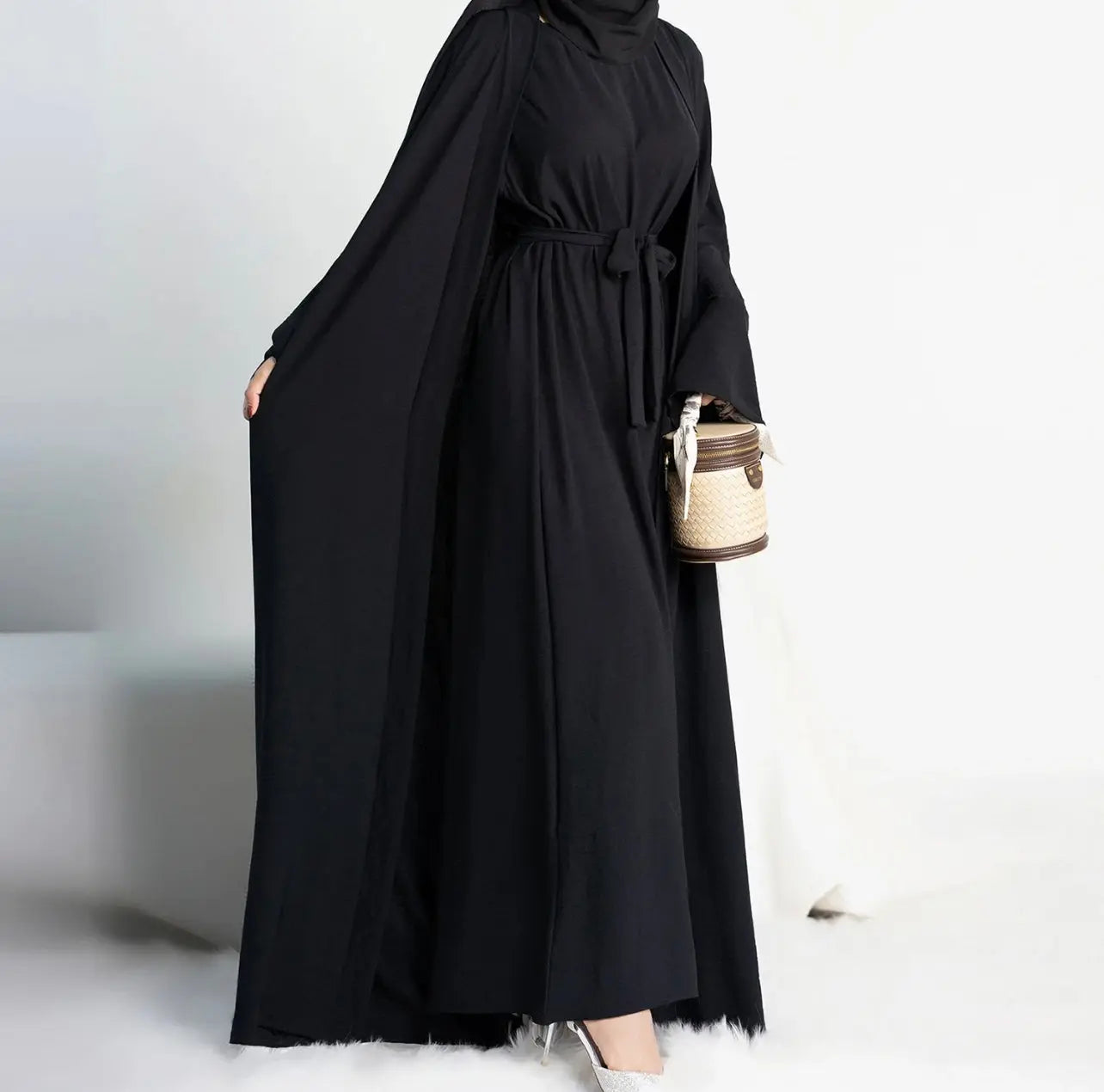 Black abaya with inner dress 