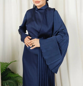 Ameera Navy Satin Dress Hijabimama