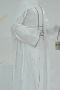 Ruhi White Abaya and Dress Set