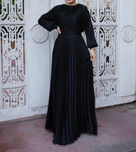 Shireen Black Pleated Satin Dress