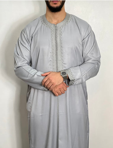 Grey long sleeve Moroccan thobe 