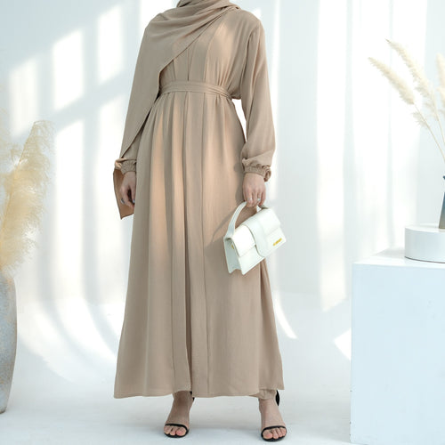Beige Laiba 2 Piece Abaya Set