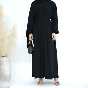 Black 2 piece abaya and inner dress set 