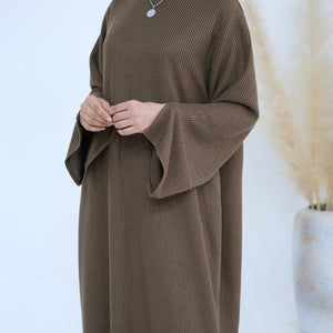 Brown Lamaisah knit Abaya