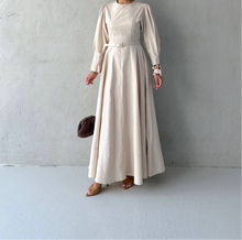 Modest long sleeve beige dress