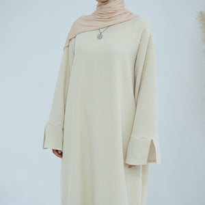 Lamaisah Cream knit Abaya