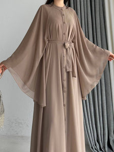 chiffon button front  abaya and dress set