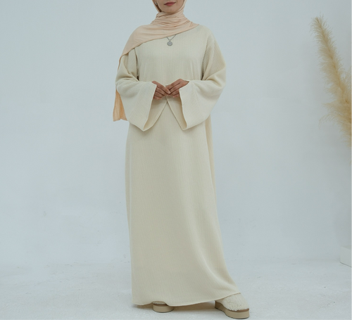 Lamaisah Cream knit Abaya