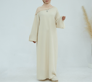 Lamaisah Cream knit Abaya