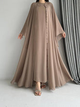 chiffon button front abaya and dress set