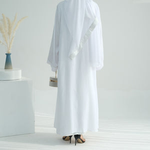 Urooj White Stonework Abaya