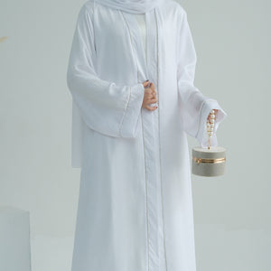 Urooj White Stonework Abaya