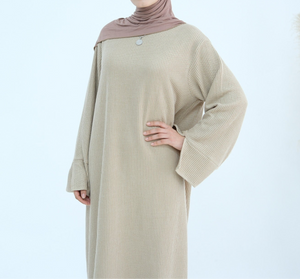 Dark Beige Lamaisah knit Abaya