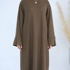 Brown Lamaisah knit Abaya