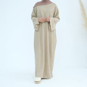 Dark Beige Lamaisah knit Abaya