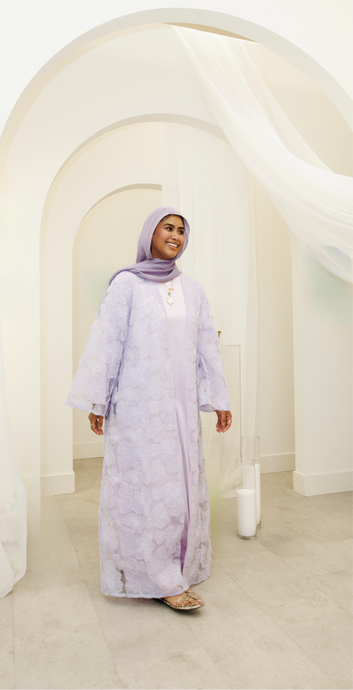 Zahra Lavender Bloom Abaya Set