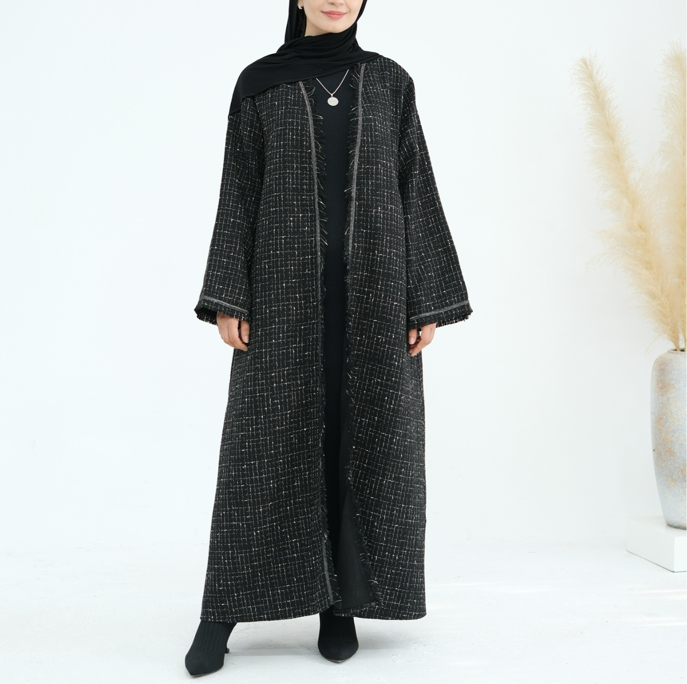 Black Tweed Abaya