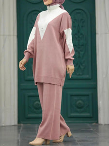 Asma Pink Two Piece Sweater Set Hijabimama