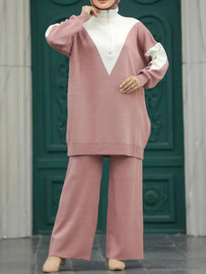 Asma Pink Two Piece Sweater Set Hijabimama