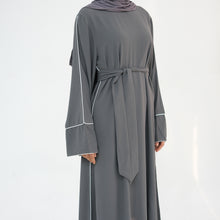 Grey Nida Trim Detail Abaya