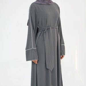 Grey Nida Trim Detail Abaya