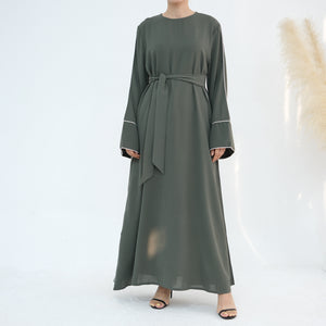 Olive Nida Trim Detail Abaya