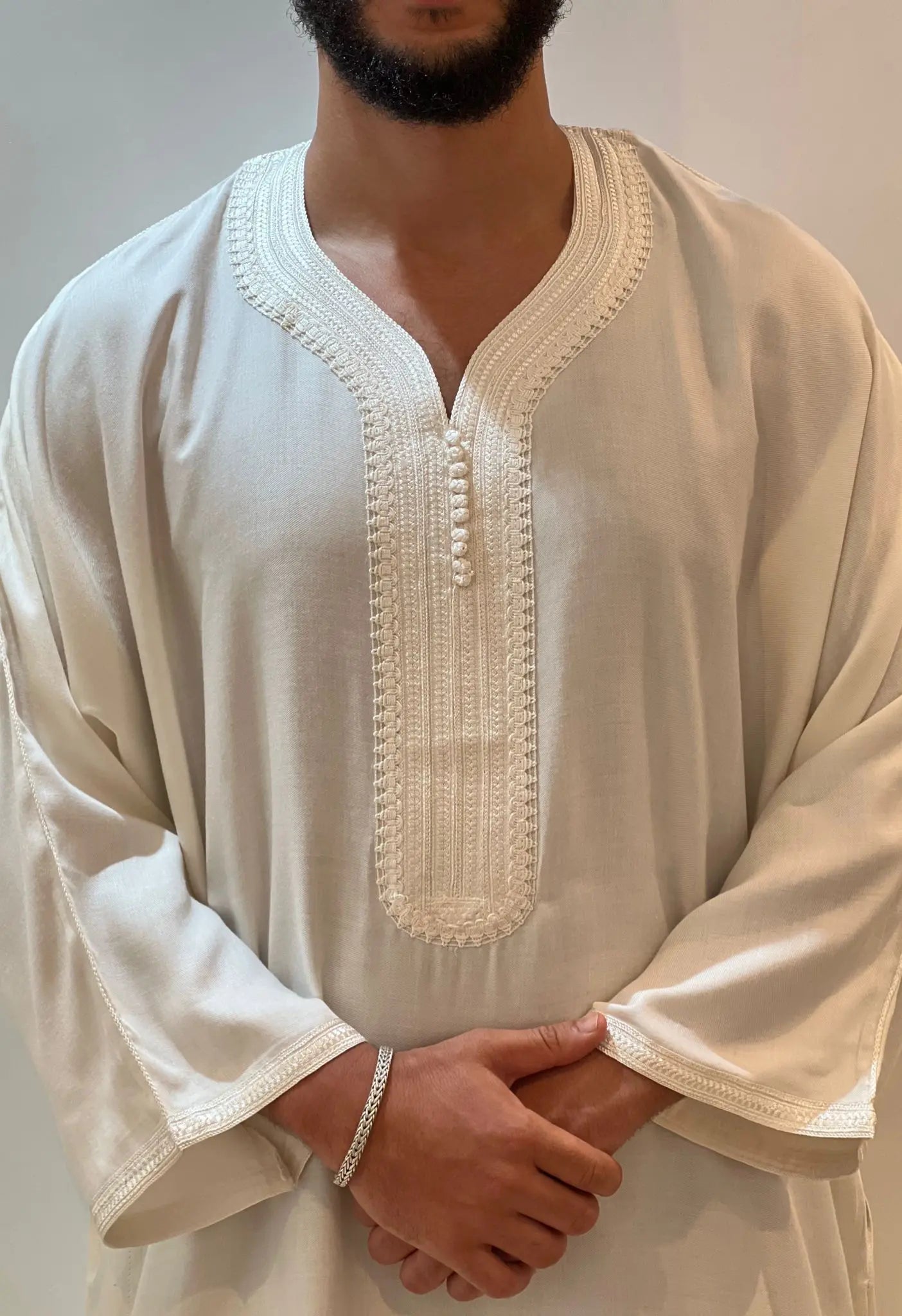 Cream Cotton Moroccan Mens Thobe