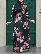 Black & Pink Floral Print Dress Hijabimama