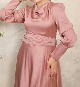 Pink Satin Safa Gown Hijabimama