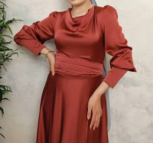 Rust Satin Safa Gown Hijabimama