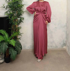 Dusty Rose Zoya Satin Dress Hijabimama