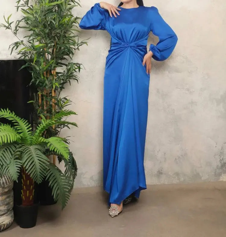 Blue Zoya Satin Dress Hijabimama