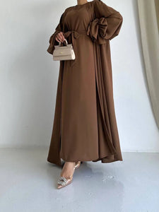 Nura Mocha Abaya & Dress Set Hijabimama