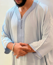 Sky Blue Linen Blend  Moroccan Thobe