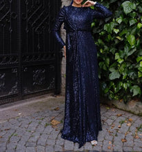 Fareeha Navy Blue Sequin Gown