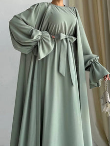 Nura Pistachio Abaya & Dress Set