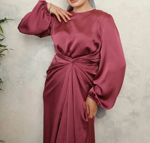 Dusty Rose Zoya Satin Dress Hijabimama