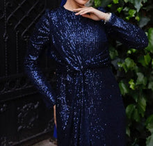 Fareeha Navy Blue Sequin Gown