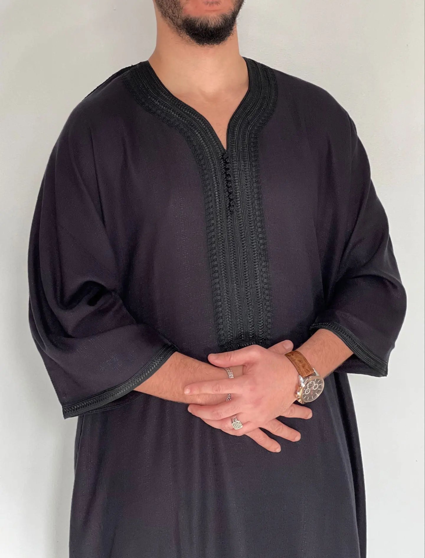 Black Linen Blend Moroccan Thobe Hijabimama