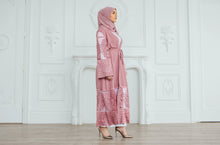 Pink Velvet Burnout Abaya